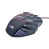 LIIR GM02 (red)LIIR GM02 3200DPI Adjustable Game Mice Gaming Mouse With Breathing Light Mouse With 7-Button,Quiet Button Design For Laptop Notebook PC Laptop Computer,Black