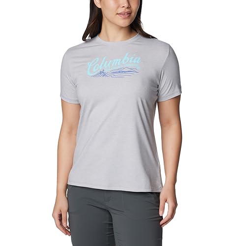Columbia Women's Sun Trek Short Sleeve Graphic Tee, Columbia Grey Heather/Simpl…