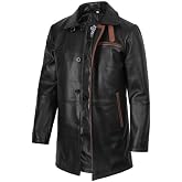 Decrum Mens Real Lambskin Leather Car Coat with Quilted Design Panels | 100% Lambskin Leather, Polyester Lining, Zipper and Button Closure, Inner Pockets, Style Point Collar