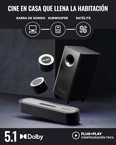 MAJORITY Bowfell Halo Sound Bar TV | 230W Home Cinema Soundbar HDMI eARC | 5.1 Dolby Audio Speaker TV Subwoofer & Satellite Speakers | Soundbar PC Bluetooth 5.3 | Home Theater Sound Bar