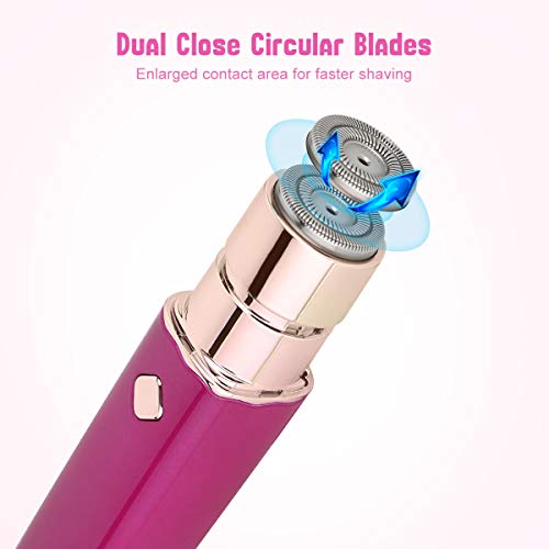 Homech Facial Hair Remover for Women, Painless Facial Hair Trimmer for Peach Fuzz, Chin Hair, Upper Lip Moustaches, Rechargeable Battery, IPX 6 Waterproof Rating with Built-In LED Light