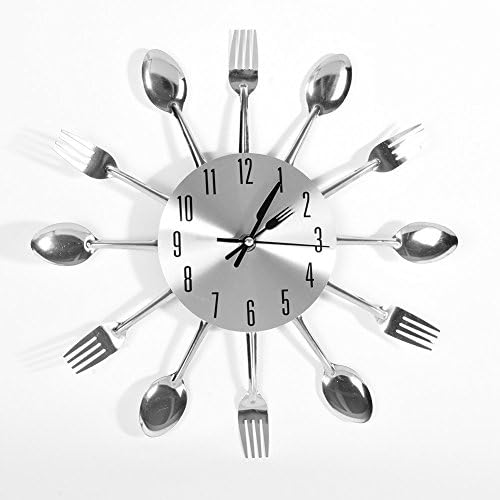 Abill Sliver Fork and Knife Wall Clock Kitchen Decorative Cutlery Clock