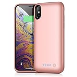 iPosible Battery Case for iPhone X/Xs/10 6500mAh, Upgraded Portable Charging Case Rechargeable Extended Battery Pack for iPhone X/Xs(5.8 inch) Protective Backup Cover Charger Case Power Bank-Pink