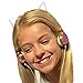 AMERICAN JEWEL Kitty Cat Ear Headphones - Wire Frame Headset with Volume Control and Microphone - Rose Gold and Crystal