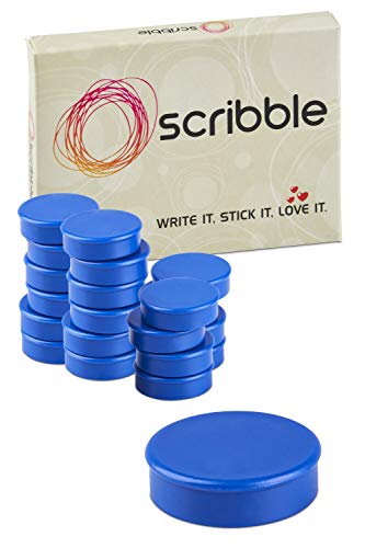 Scribble 1 Inch Blue Office Magnets (20 Pack), Colorful Round Refrigerator Magnets, Perfect for Whiteboards, Lockers & Fridge.