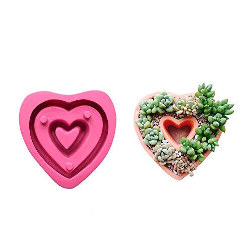 Silicone Heart Shape Flower Pot Molds Succulent Plants Concrete Planter Vase Molds Handmade Craft Bonsai Cement Flower Pots Mold DIY Garden Planter Vase Ashtray Mould Home Garden Decoration Tools