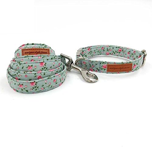 Pretty Rose Collar And Leash Set Bowtie Matel Buckle Necklace And Dog Leash