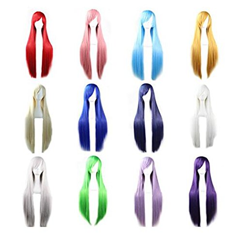 Prettybuy 32" 80cm Fashion Women's Cosplay Hair Wig Long Straight Hair Heat Resistant Costume Party Full Wigs (Brown)