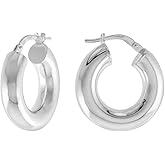Sterling Silver 5mm Thick Tube Hoop Earrings Plain Polished Nickel Free Italy 3/4-2 3/8 inch Round