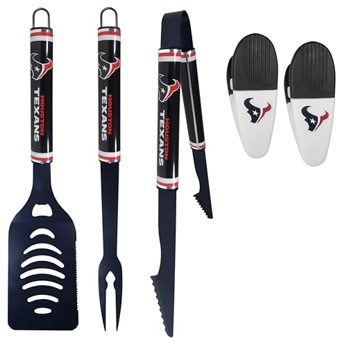 Siskiyou NFL Houston Texans 3 pc Logo BBQ Tools w/Chip Clips, One Size, Team Co…