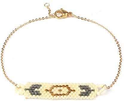 Shinus Women Seed Beads Charm Bracelet Bohemia Woven/Weaving Loom Pattern Swirls Peyote Braided Beadwork Cuff Christmas Gift