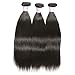 B&F Hair 7a Brazilian Virgin Straight Hair Weave 3 Bundles with 1 Piece 3 Part Lace Frontal Closure 100% Unprocessed Human Hair Extensions Natural Color (12 14 16+10closure)