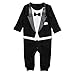 Baby Boy All-in-one Tuxedo Suit Wedding Formal Party Romper Outfit (Size:80 for 7-12months, Black)