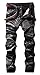 Men's Winter Vintage Washed Old Straight Fit Stitching Relaxed Jeans Black 38