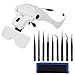 Pancellent Head Magnifier Glasses with Precision Tweezers Set (9 Pcs), Headband Magnifying with 2 LED Light