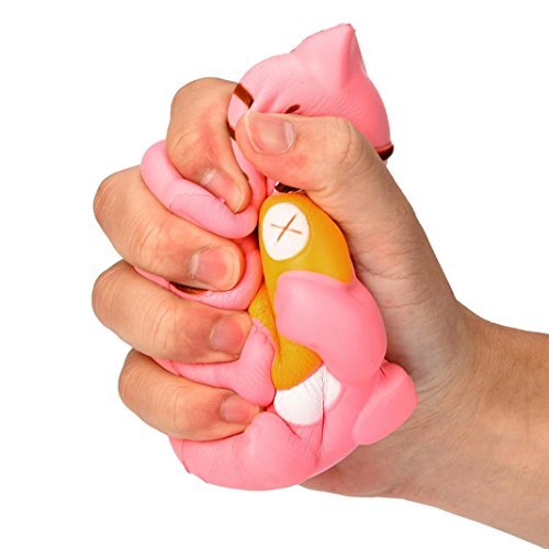 Morecome 10CM Cute Cat Cream Scented Squishy Slow Rising Squeeze Strap Kids Toys Gifts (A)