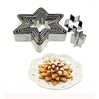 ShengHai Star Cookie Cutter Set, 10-Piece Stainless Steel Six Point Stars Cutters