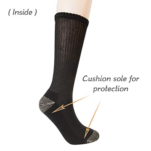 +MD Men's and Women's 6 Pack Extra Wide Non-Binding Diabetic and Circulatory Crew Socks with Cushioned Sole and Protective Copper Fiber