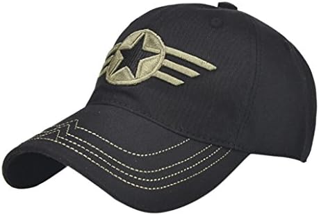 Vertily Men's Classic Casual Star Printed Hip-Hop Trucker Plain Dad Flatbrim Cap