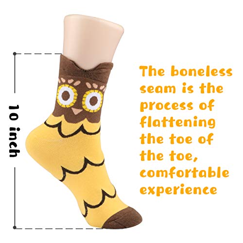 WOSTOO-Damen-Socken-6-Paar-Socken-Damen-suesse-Interessante-Tier-Charakter-Papagei-Funny-Crew-Socken