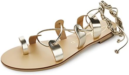 SCHMICK SHOES Lace Up Sandals Helena: Women Gladiator Leather Summer Shoes flat Heel Handmade in Greece