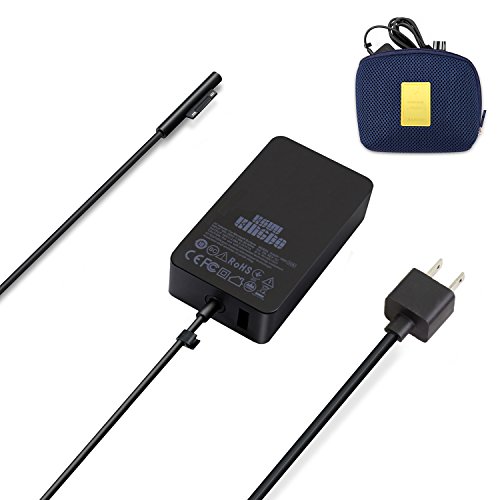 Surface Pro (2017) Surface Laptop Charger, 44W 15V 2.58A power supply for Microsoft Surface Pro Surface Laptop Surface Pro 3 Pro 4 & Surface Book with 6.2ft Power Cord Including a carrying pouch