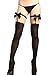 Lucklovell Women Black Satin Bow Accent Sheer Thigh High Stockings (one Size, Black)