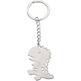 ARFUKA Keychain Little Dinosaur Pendant Keyring Metal Unisex Key Organizer Holder Funny Keychain Birthday Christmas Wedding Valentine's Day Gift for Men and Women Silver
