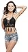 Women's Summer Crochet Crop Top Halter Bikini Bra Bralette, Black