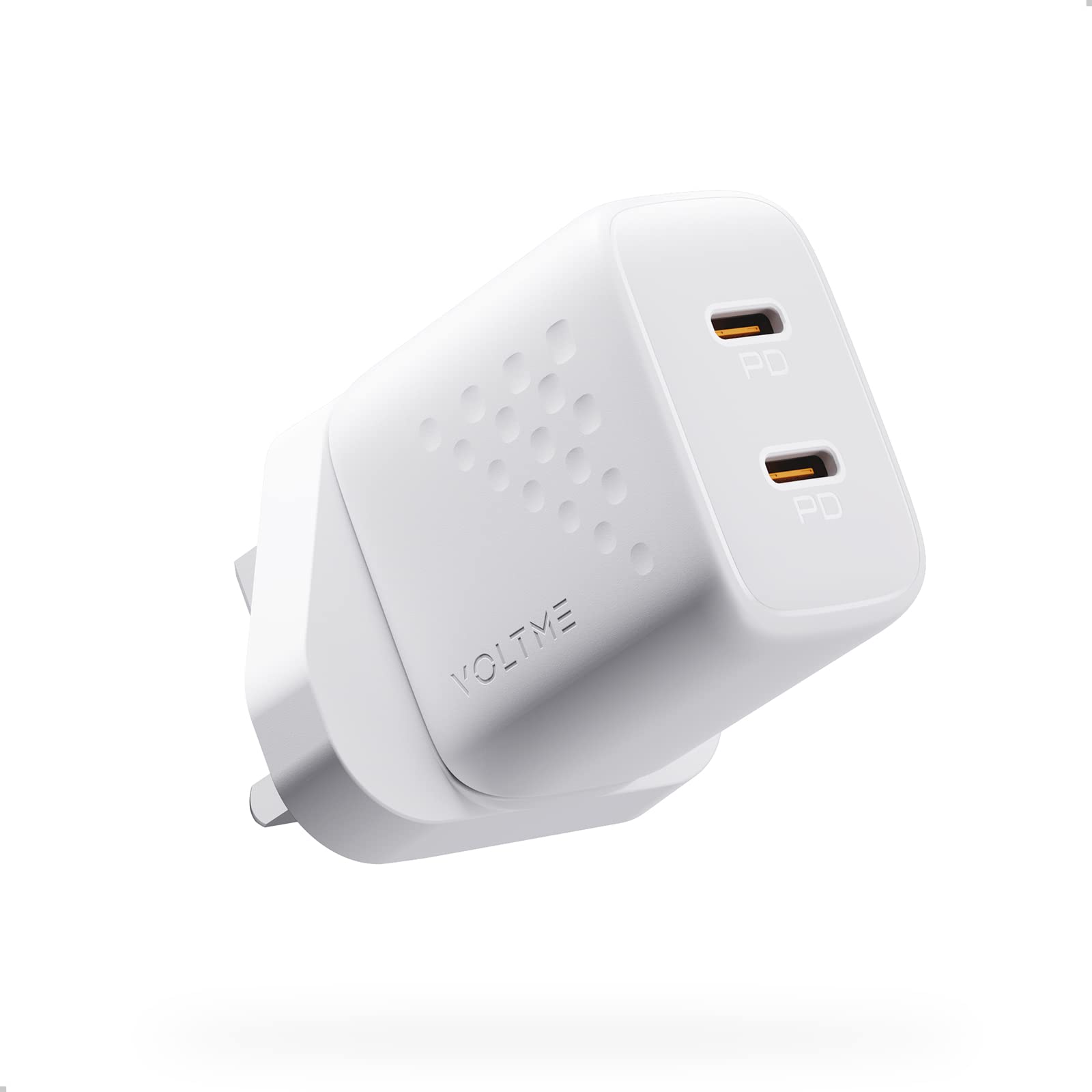 VOLTME Dual USB C Charger, 35W Plug Type C GaN III PD3.0 & PPS Fast USB-C Charger power delivery for iphone 17/16/15/14 Pro, Galaxy, iPad Pro, Pixel, White