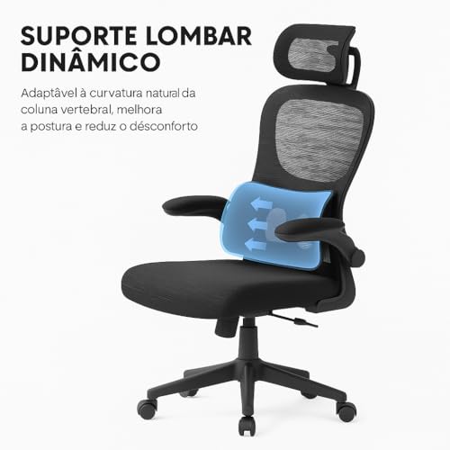 Cadeira de Escritório Ergonomica Vmstark Cadeira Presidente Confortável Home Office Preta (Preto Fosco)
