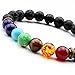 Jovivi 2pcs 7 Chakras Bracelet Lava Rock Stone Crystal Reiki Healing Balancing Natural Gemstone Round Beads for Essential Oil w/Box,Various Sets