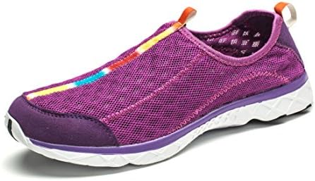 Smapavic Men's and Women's Unisex Mesh Quick Drying Slip On Lightweight Auqa Water Shoes, US 6.5 Women/US 5 Men,  Purple (EU Size: 37)