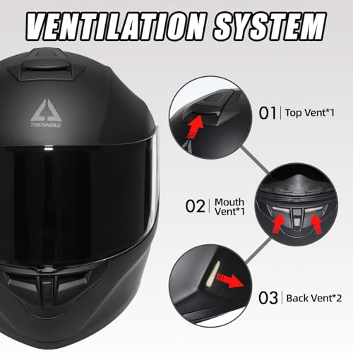 TRIANGLE MOTORCYCLE HELMETS FULL FACE MOTORCYCLE HELMET FOR MEN & WOMEN WITH TINTED AND CLEAR VISOR MEET DOT APPROVED
