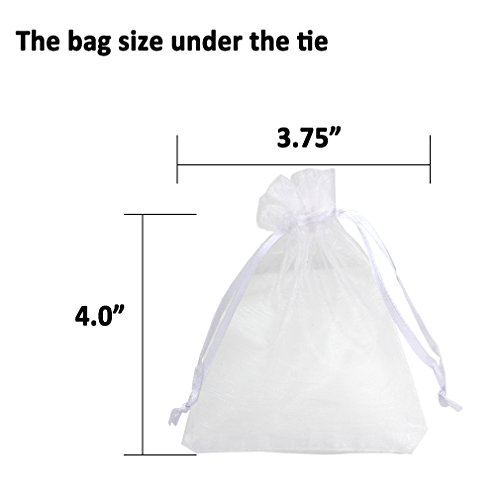 Amariver 100Pcs Organza Gift Bags with Drawstring, White Wedding Party Favor Festival Gift Bags Jewelry Candy Pouches Wrap, 3.75 x 5 inches, Pack of 100
