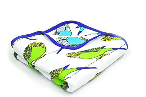 Premium 100% Cotton Muslin Reversible Quilt by Oliver + Kit - Birds of a Feather - Lightweight, Breathable, Ultra Soft - Large - 47â€ x 47â€ - Perfect Gift for Toddlers or Baby - Gender Neutral