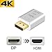 ChampSun [Newest Version-Aluminum Alloy Shell] DP to HDMI, the Smallest Gold Plated DisplayPort to HDMI 4K UHD 3840x2160@30Hz HDTV Adapter Converter Male to Female with Audio (Silver)