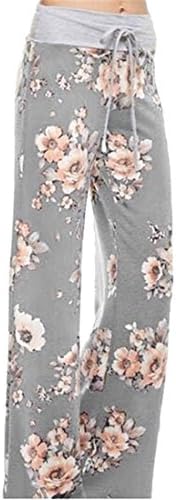 Smibra Womens Causal Floral Print High Waist Drawstring Long Palazzo Pants Wide Leg