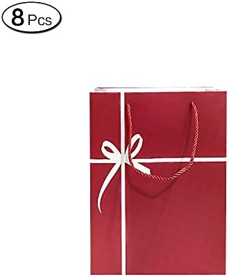 Jia Hu 6Pcs Simple Red Paper Gift Bags with Handles Package Bag for Cloth Wedding Vertical-14*7*15cm