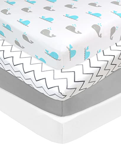 American Baby Company 4 Pack Fitted Crib Sheets 28" x 52", Soft Breathable Neut…