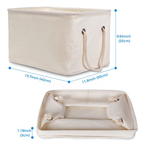 Lifewit Storage Bins Rectangular Baskets Containers Cotton Blended Fabric Bins Organizer with Long Rope Handles for Clothes Storage,Pet Toy,Kids Toys,Children Books - Thumbnail 2