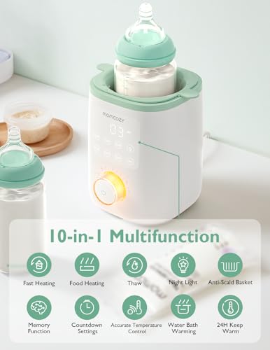 Momcozy Baby Bottle Warmer for Breast Milk, Fullest Nutrients Preserved | Fast & Even Heat, Night Light for Nighttime Breastfeeding, One-Touch Easy Use, Newborn Essentials Supplies Gift for Mom