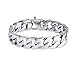 LEADCIN JOYEN Men's Chain Bracelet 316L Stainless Steel Curb Link 15mm Width, Silver Color