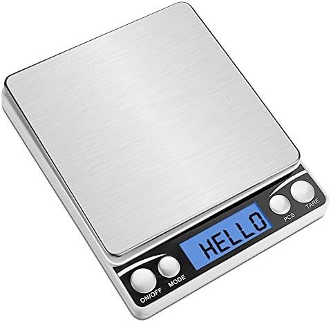 AZFUNN Digital Kitchen Scale, Accurate Food Scale Diet Scale Meat Scale Cook Baking Scale with Backlit Display for Healthy Diet, Weight Loss Programs & Portion Control, Weigh Max 500g & 1.1lbs, Silver
