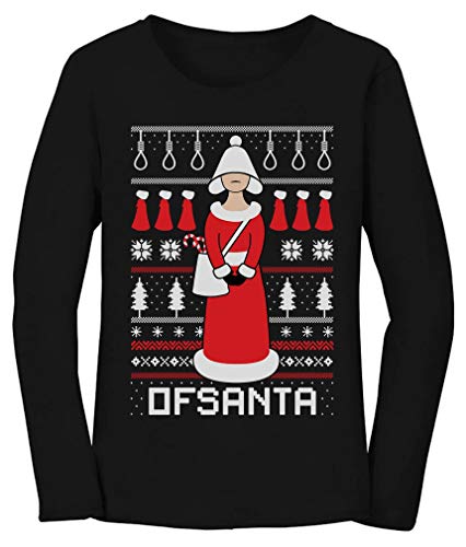 Tstars - Santa's Handmaid Ofsanta Funny Ugly Christmas Women Long Sleeve T-Shirt Medium Black
