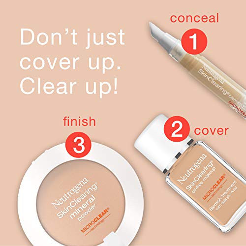 NEUTROGENA SKINCLEARING OIL-FREE ACNE AND BLEMISH FIGHTING LIQUID FOUNDATION WITH SALICYLIC ACID ACNE MEDICINE, SHINE CONTROLLING, FOR ACNE PRONE SKIN, 80 MEDIUM BEIGE, 1 FL. OZ