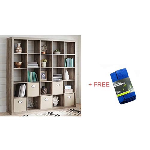 Better Homes and Gardens.. 25 Cube Organizer Room Divider, Rustic Gray + Free Microfiber Drying Towel