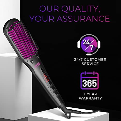 TYMO Straightening Brush Ionic Hair Straightener Brush With 16 Temps