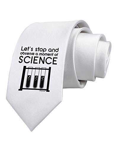 TooLoud Moment of Science Printed White Neck Tie