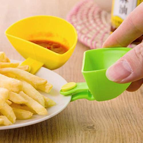 Upgrated 4Pcs 7.5x5x4.5CM Dipping Saucer with Clips Set, Kitchen Dining Room Soy Sauce Dishes, Seasoning Dish Small for Party BBQ Buffet